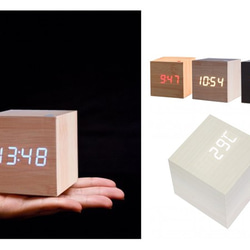 Wood cube clock　ホワイト×ホワイト 4枚目の画像