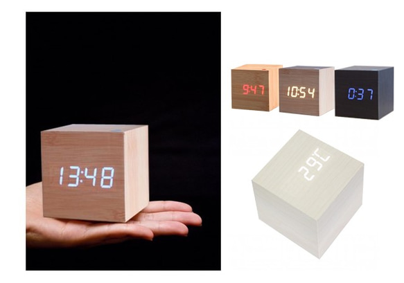 Wood cube clock　ホワイト×ホワイト 4枚目の画像