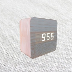 Wood small square clock  ナチュラル×ホワイト 1枚目の画像