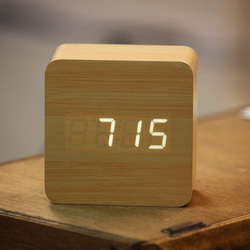 Wood small square clock  ナチュラル×ホワイト 2枚目の画像