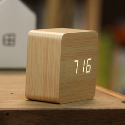 Wood small square clock  ナチュラル×ホワイト 3枚目の画像