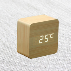 Wood small square clock  ナチュラル×ホワイト 5枚目の画像