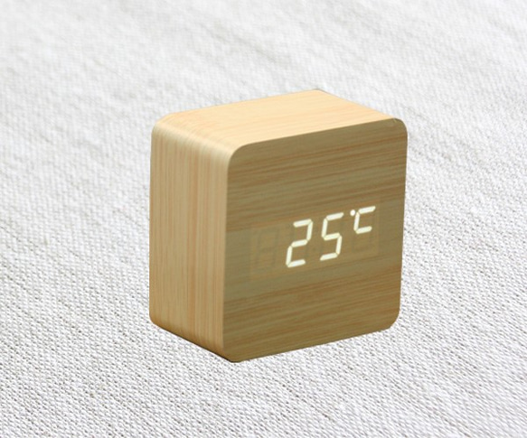 Wood small square clock  ナチュラル×ホワイト 5枚目の画像