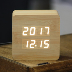 Wood  medium square clock  ナチュラル×ホワイト 3枚目の画像