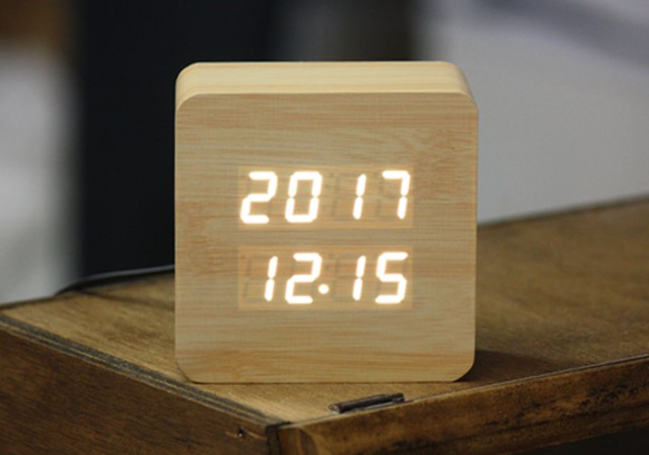 Wood  medium square clock  ナチュラル×ホワイト 3枚目の画像