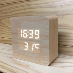 Wood  medium square clock  ナチュラル×ホワイト 4枚目の画像