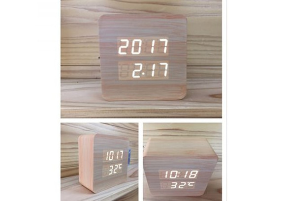 Wood  medium square clock  ナチュラル×ホワイト 6枚目の画像