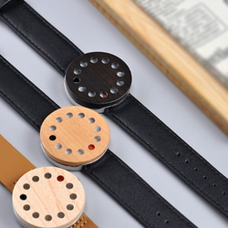 Bamboo Wooden Watches Dial of tree ダークブラウン×ブラック 6枚目の画像