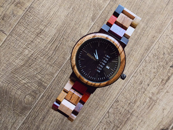 Wooden colorful Watch for men 5枚目の画像