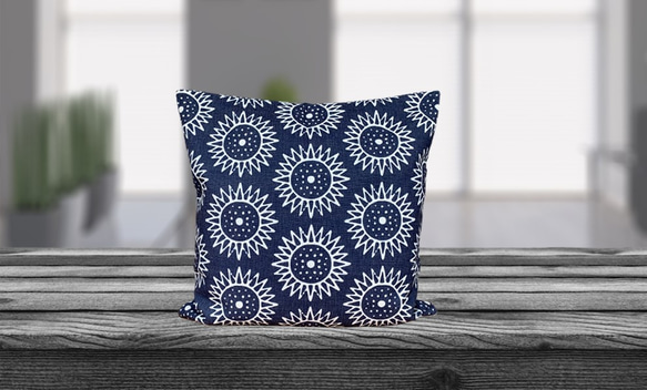 Forest Cushion Sunflowers Back Navy blue - 扁柏香 - 第7張的照片