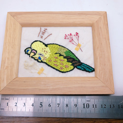 オーダー昨日　ウトウト寝るインコの刺繍 3枚目の画像