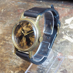 クロアゲハの腕時計 真鍮ケース イタリアンレザー時計バンド Mサイズ 2枚目の画像