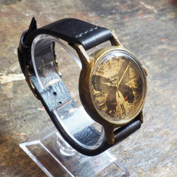 クロアゲハの腕時計 真鍮ケース イタリアンレザー時計バンド Mサイズ 3枚目の画像