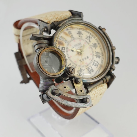 かっこいい 腕時計 電氣エンドルフィン x A STORY コラボウォッチ 真鍮 白 漢数字 4枚目の画像