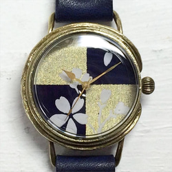 和の腕時計 桜 藍色 1枚目の画像