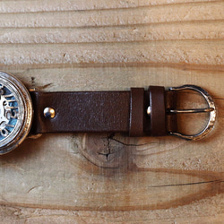 【新作】手巻き式 スケルトン 機械式腕時計 float see through ナイトブルー シルバー925 4枚目の画像