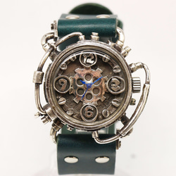 【新作】スチームパンク腕時計 クロノマシーン プロトタイプ 1点物 SV925 2枚目の画像