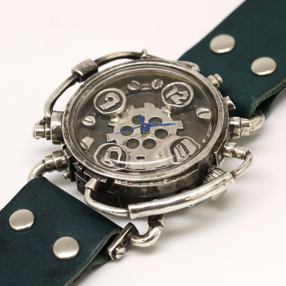 【新作】スチームパンク腕時計 クロノマシーン プロトタイプ 1点物 SV925 5枚目の画像