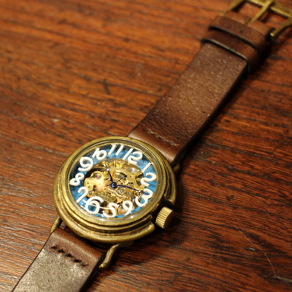 機械式腕時計 float ホワイトxターコイズブルー 自動巻 オートマ 5枚目の画像