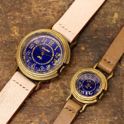 【ペアウォッチ】美しいプルシャンブルーの文字盤が印象的な手作り腕時計 LとSS 2本セット 3枚目の画像