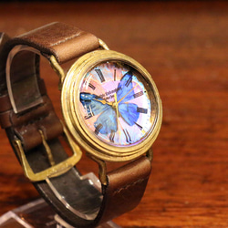 本物のモルフォ蝶の翅を文字盤にした腕時計 Sランク Lサイズ 4枚目の画像