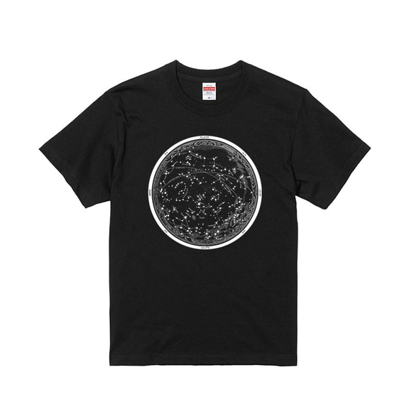 光る！天体観測 蓄光 星空のTシャツ 星座早見盤 夜空 星座 宇宙 3枚目の画像