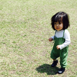 ライトグレースウエットのサロペットロングパンツ 7枚目の画像