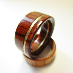 ブラスライン入り木製の指輪 ブビンガ 1枚目の画像