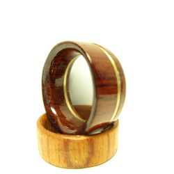 ブラスライン入り木製の指輪 ブビンガ 2枚目の画像
