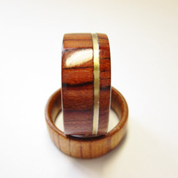 ブラスライン入り木製の指輪 ブビンガ 3枚目の画像
