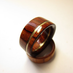 ブラスライン入り木製の指輪 ブビンガ 4枚目の画像