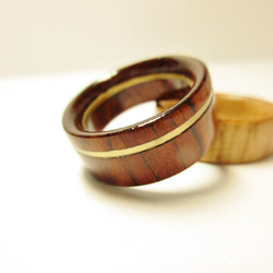 ブラスライン入り木製の指輪 ブビンガ 5枚目の画像