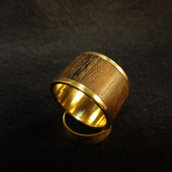 木黃銅戒指連體柿子鑲嵌戒指大號 第3張的照片