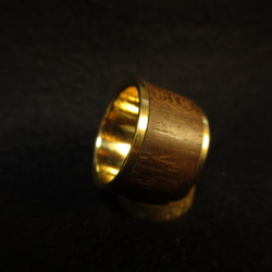 木黃銅戒指連體柿子鑲嵌戒指大號 第2張的照片