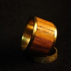 木和黃銅戒指zelkova鑲嵌戒指大 第4張的照片