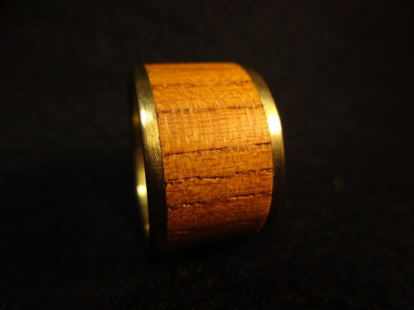 木和黃銅戒指zelkova鑲嵌戒指大 第3張的照片
