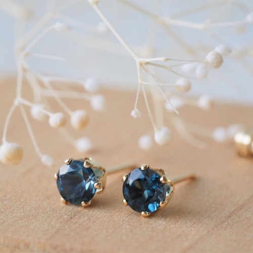 14kgf＊ロンドンブルートパーズのファセットピアス(4mm) ピアス