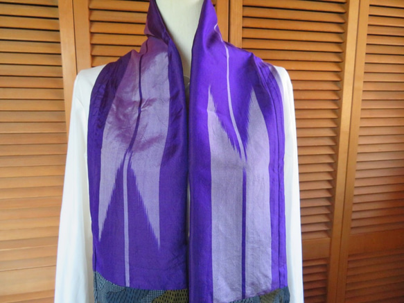 紫系　２種類をパッチしたスヌード　着物リメイク 5枚目の画像