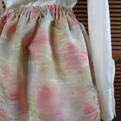 淡雪の様な模様のギャザースカート　着物リメイク　 1枚目の画像