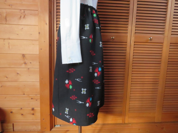 sale　井型模様のギャザースカート　着物リメイク　 5枚目の画像