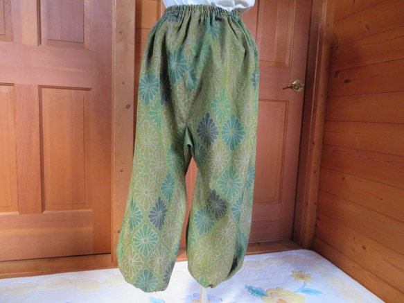 大島紬の着物から　もんぺパンツ　着物リメイク 6枚目の画像