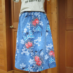 着物リメイク　浴衣　水色のギャザースカート 1枚目の画像
