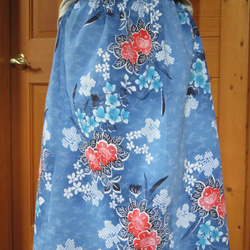 着物リメイク　浴衣　水色のギャザースカート 2枚目の画像