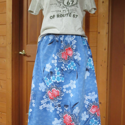着物リメイク　浴衣　水色のギャザースカート 3枚目の画像