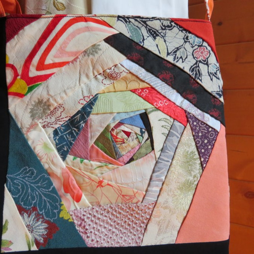 クレイジーキルト×帯から作ったショルダーバッグ 着物リメイク