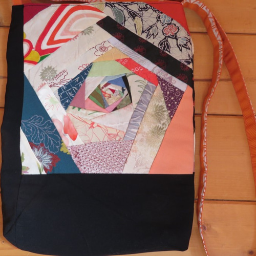 クレイジーキルト×帯から作ったショルダーバッグ 着物リメイク