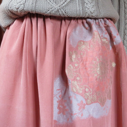 鉛丹色　刺繍が上品なギャザースカート 2枚目の画像