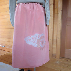 鉛丹色　刺繍が上品なギャザースカート 5枚目の画像