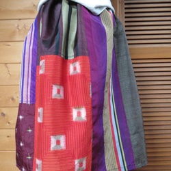 銘仙×シャリ感で軽やかギャザースカート 　着物リメイク 5枚目の画像
