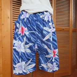 花柄の浴衣から　ハーフパンツ 　着物リメイク　 1枚目の画像